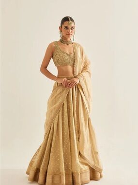Shyam Narayan Prasad Gold Bridal Lehenga Set